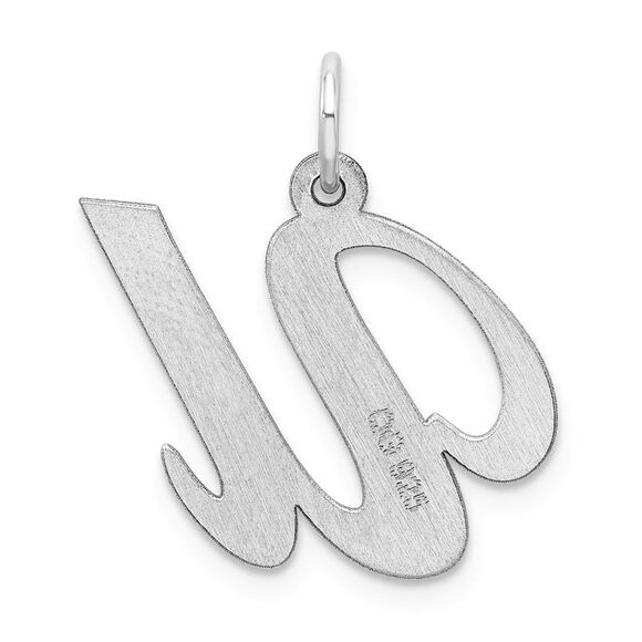Sterling Silver, Ella Collection, LG Fancy Script Initial U Pendant - Picture 3 of 5